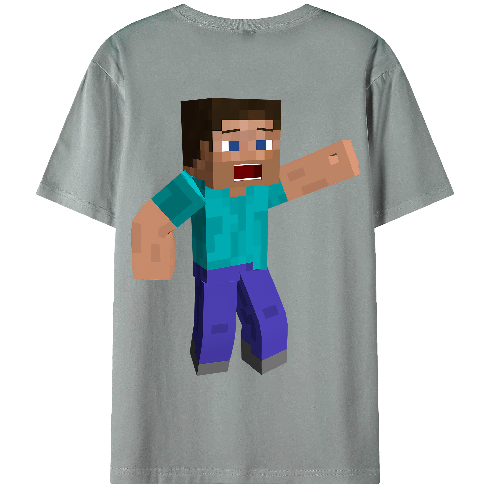 （画像用） マインクラフト ブロックの世界 Minecraft MC Block world 綿100％ メンズ半袖Tシャツ（バックプリント） 通気性